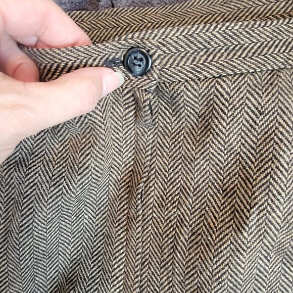 Laura Gayle Classics Vintage Wool Blend Tan/Brown Herringbone Pencil Skirt - Picture 5 of 13